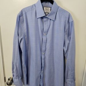 Men's Blue Plaid Dress Shirt 16/34
